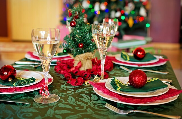 Glasses decoration on the festive table